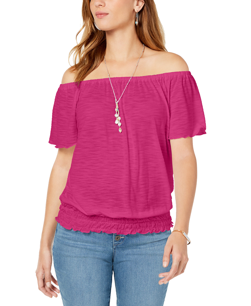 Style & Co Women Convertible Off The Shoulder Top Pink Breeze