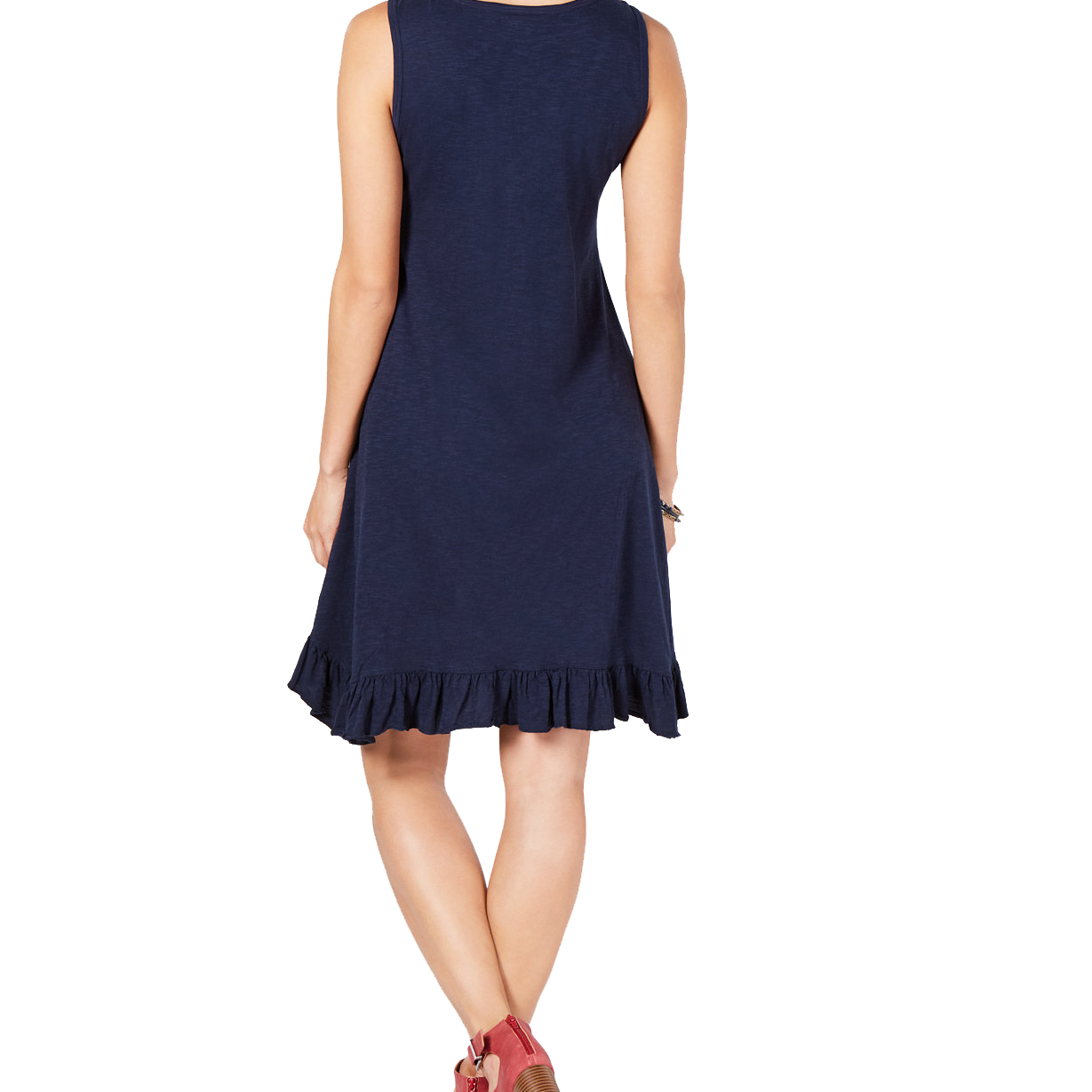 Style & Co Women Petite Embroidered Ruffle Hem Dress