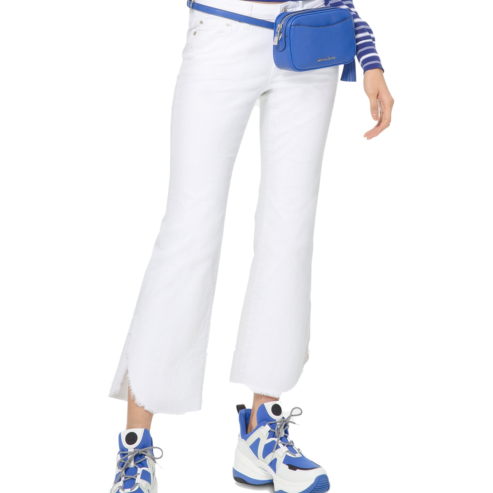 MICHAEL-Michael-Kors-Women-Frayed-Slit-Hem-Jeans-White