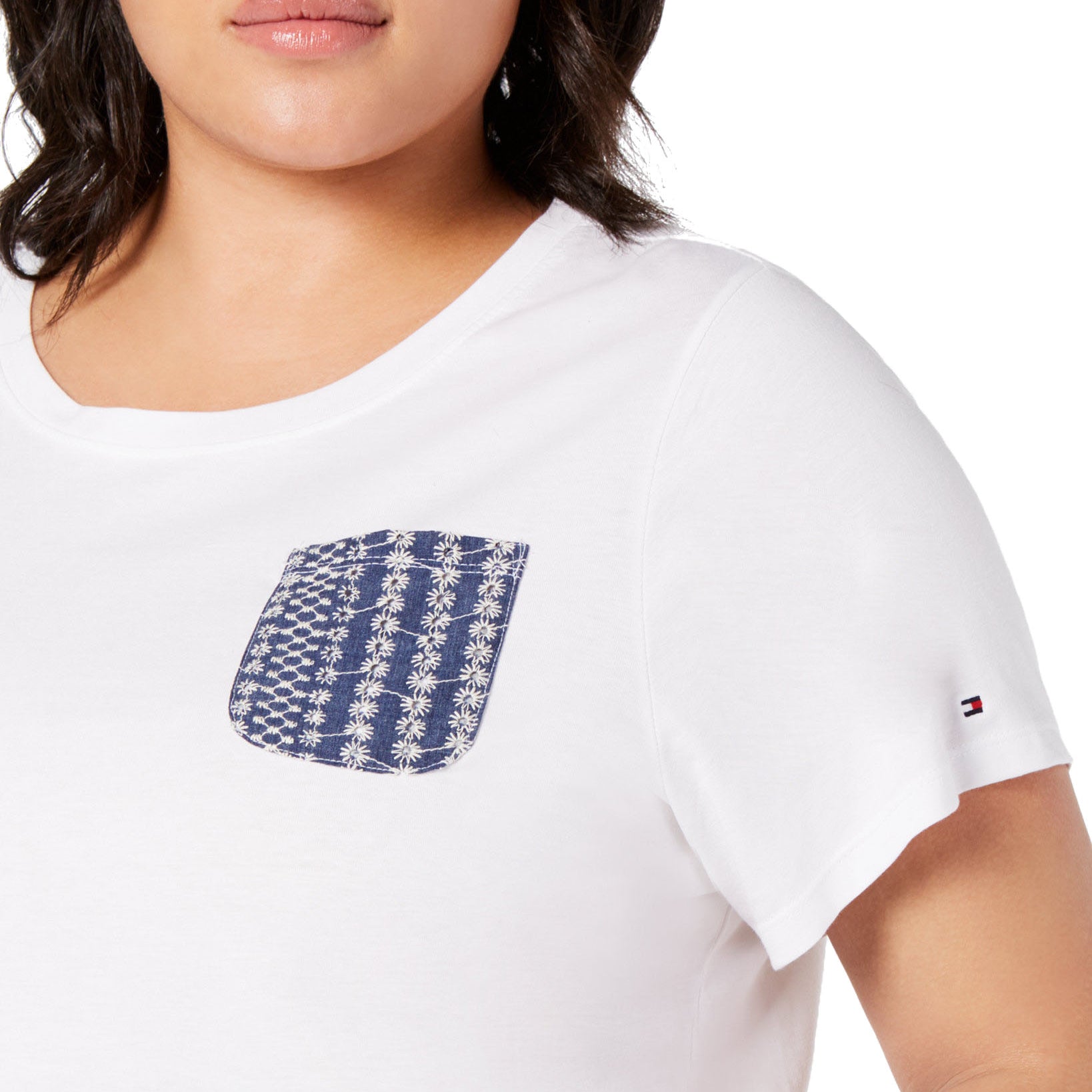 Tommy Hilfiger Women Plus Cotton Eyelet Pocket Top