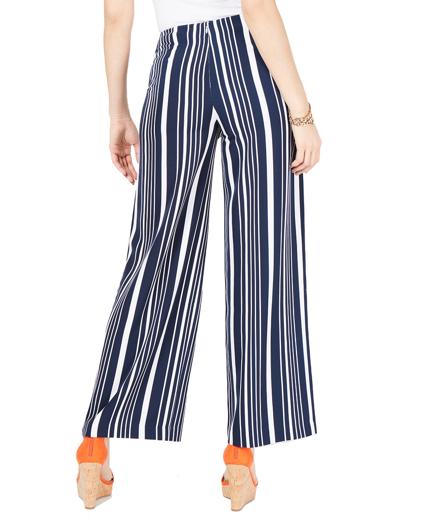 INC International Concepts Women Petite Striped Tie Waist Pants