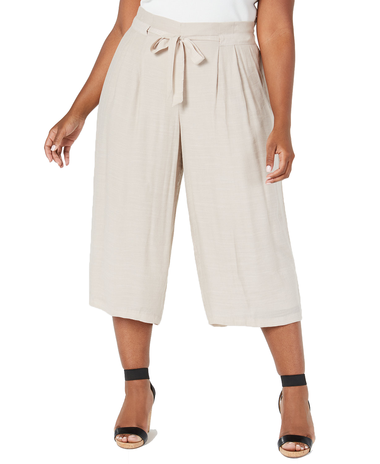 Nicola Women Plus Wide Leg Capri Pants Sugar Sand