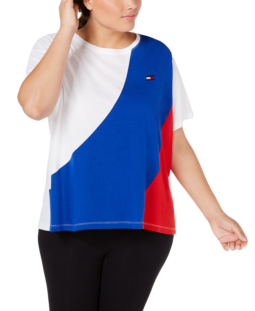 Tommy Hilfiger Sport Women Plus Colorblocked T Shirt Heritage Combo