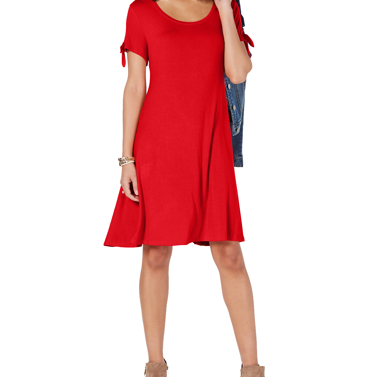 Style & Co Tie Sleeve Dress Real Red