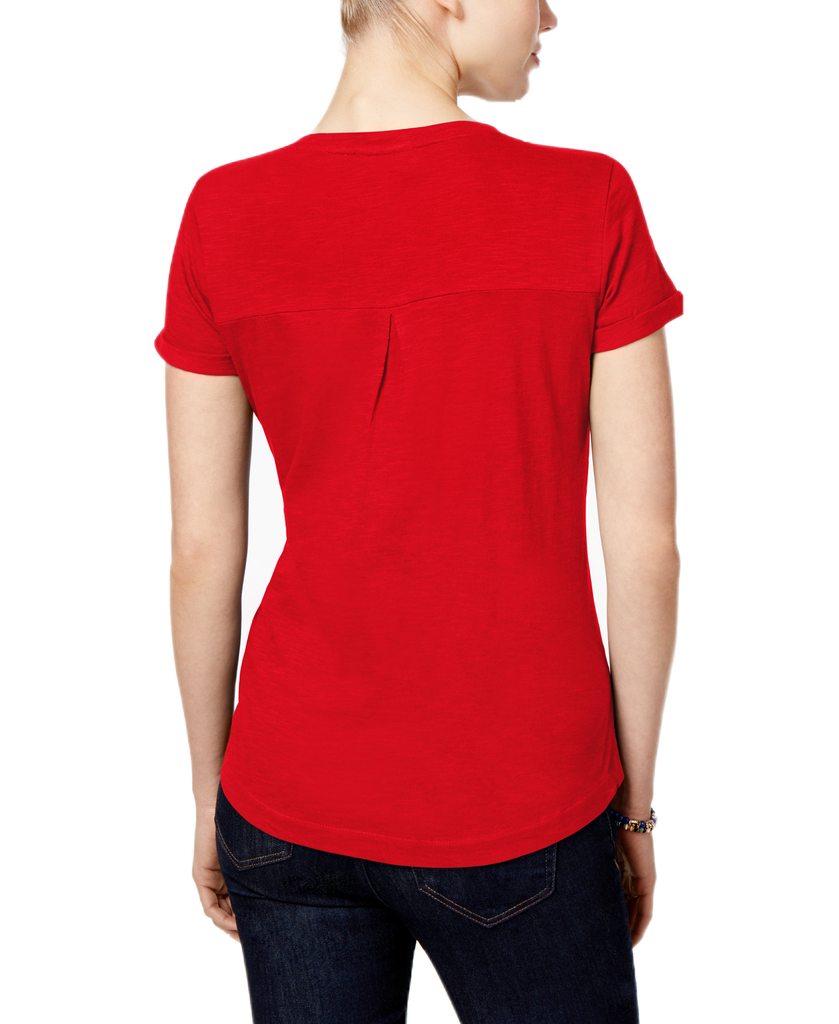 Style & Co Women Petite V Neck Pocket T Shirt