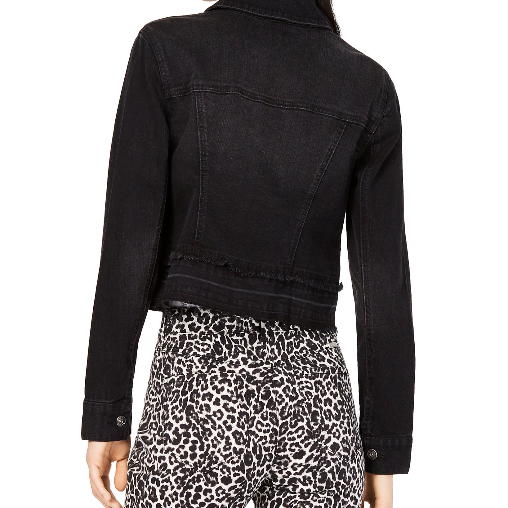 INC International Concepts Women Frayed Cropped Denim Jacket