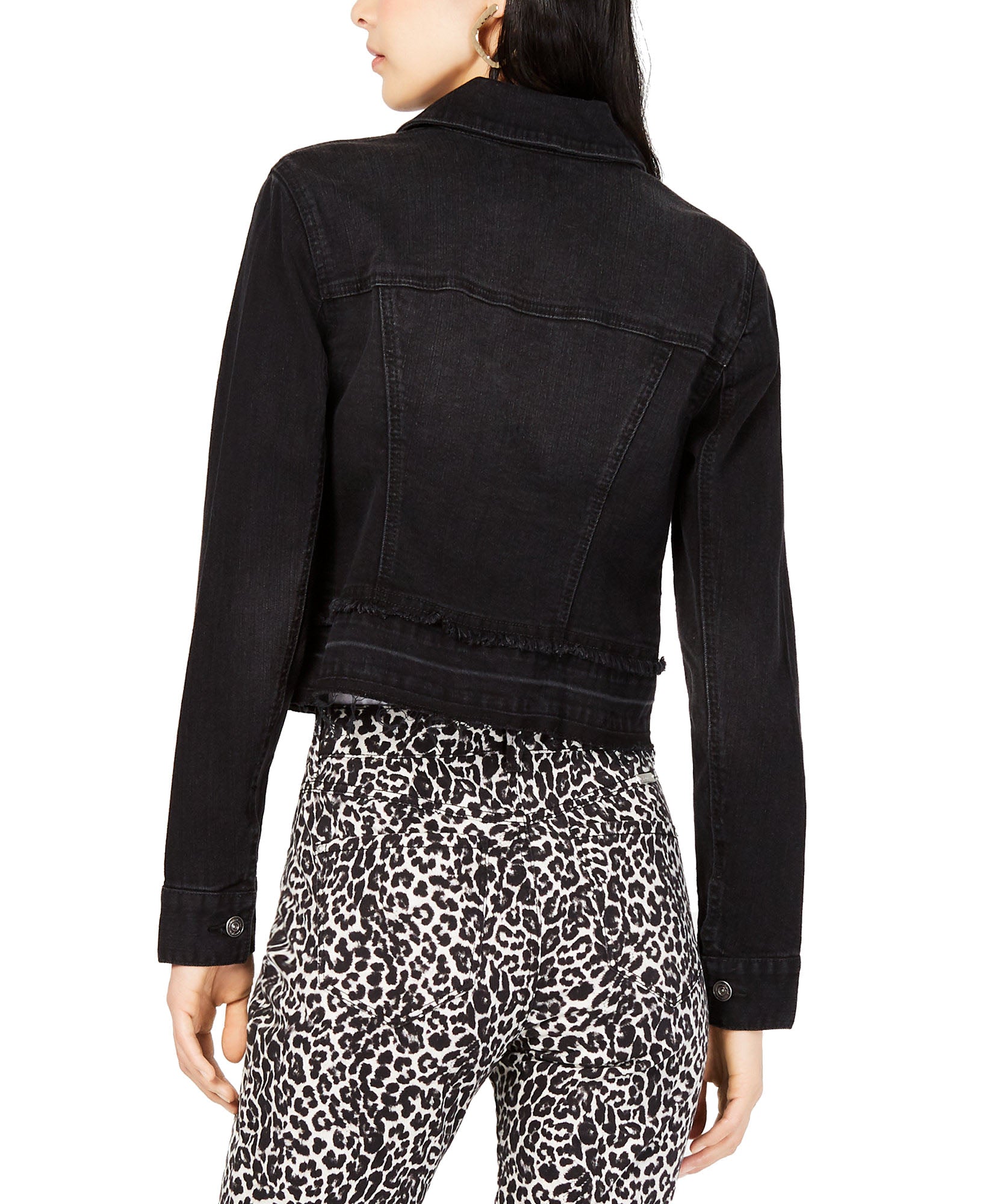 INC International Concepts Women Frayed Cropped Denim Jacket