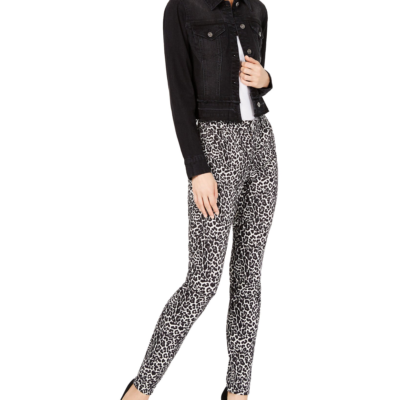INC International Concepts Women Frayed Cropped Denim Jacket