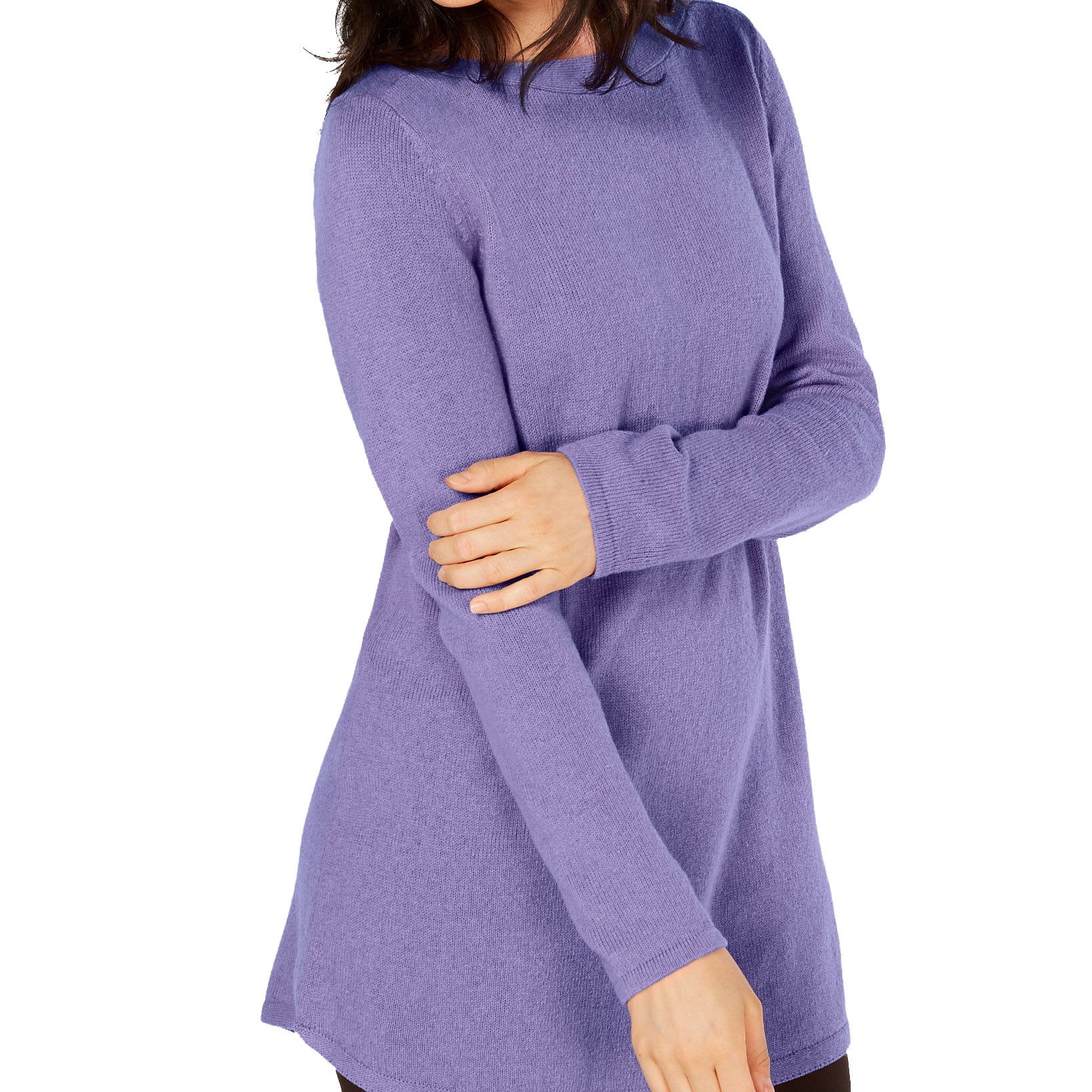Karen Scott Women Solid Curved Hem Tunic Purple Bliss