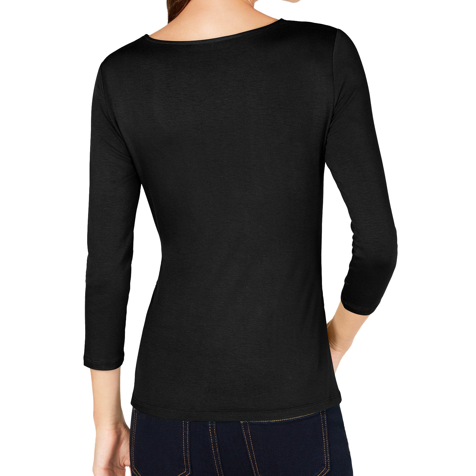 INC International Concepts Women Petite Twist Front 3 4 Sleeve Top