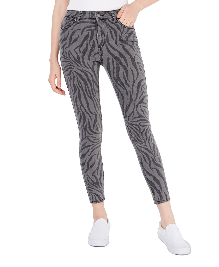 Tinseltown Women Zebra Print Skinny Jeans Grey Zebra