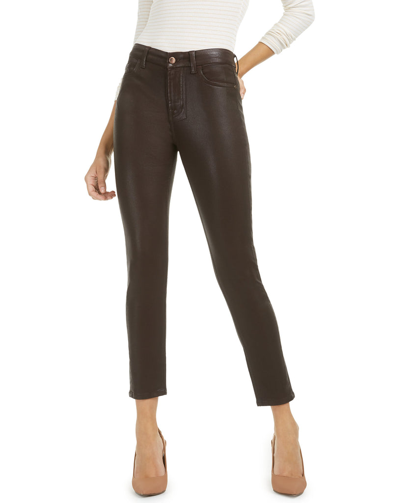 Jen7 Women Coated High Rise Ankle Skinny Jeans Chocolate