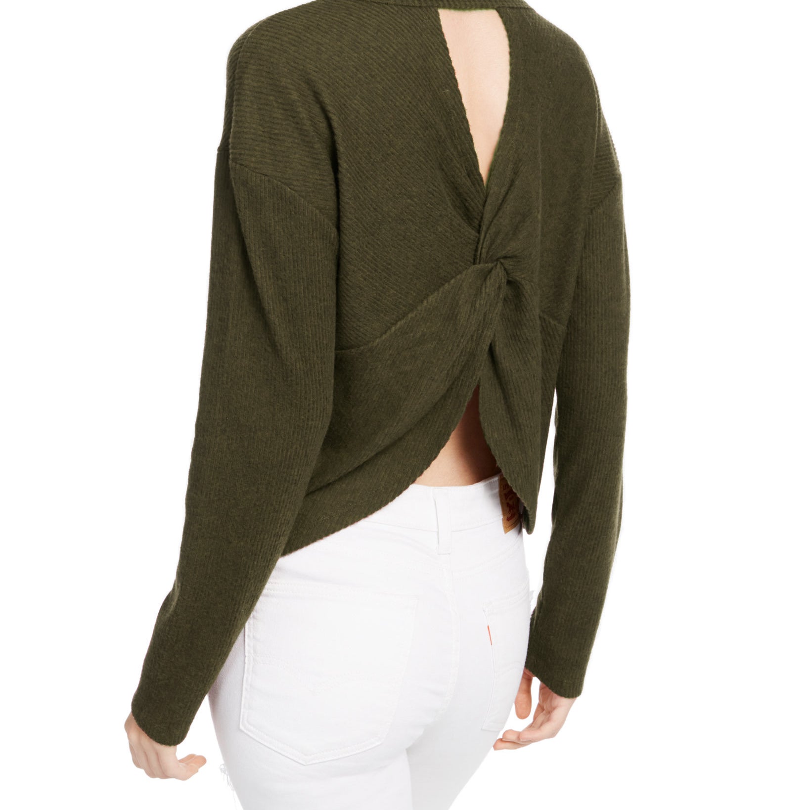 Crave Fame Juniors Cozy Twist Back Ribbed Top