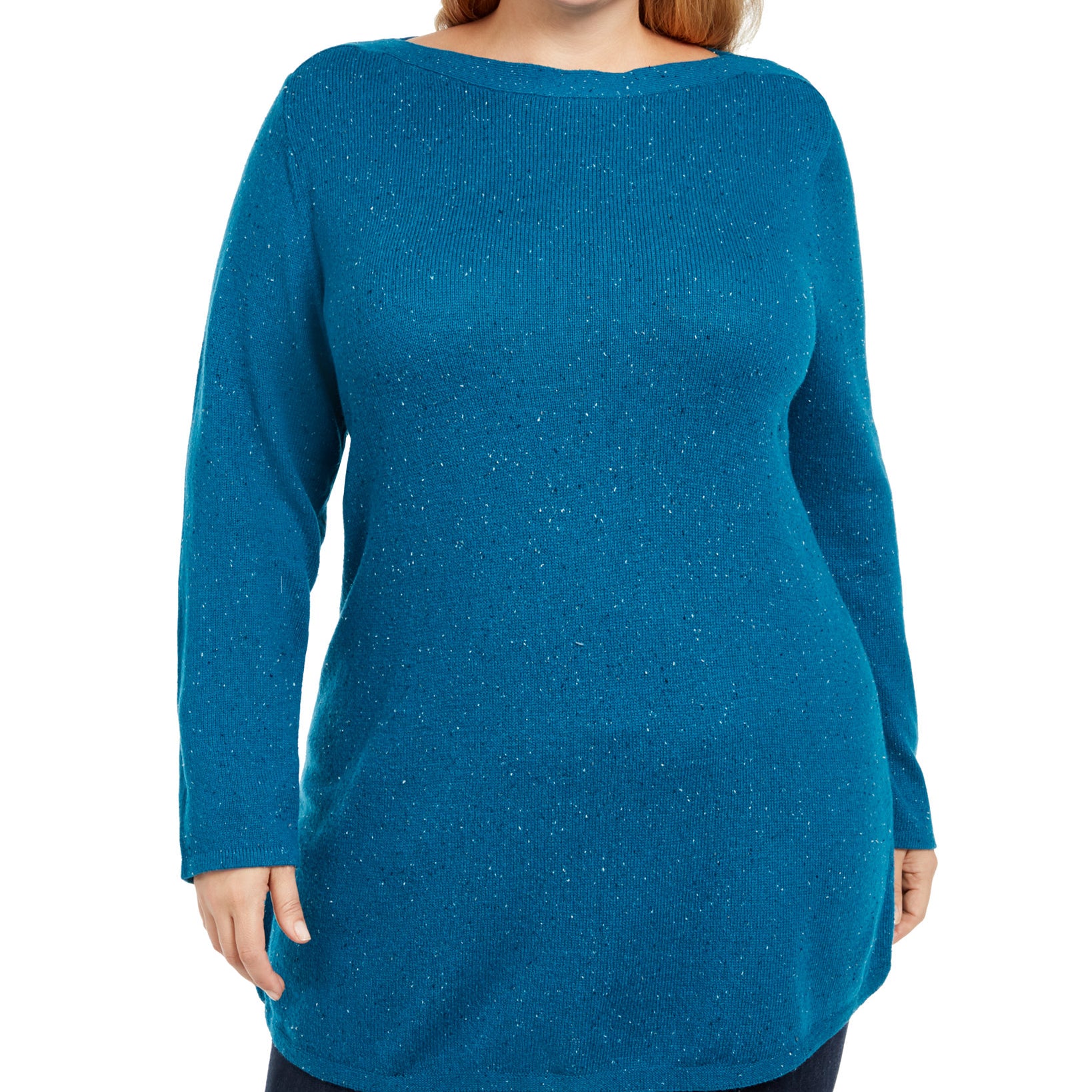 Karen Scott Women Plus Curved Hem Tunic True Teal