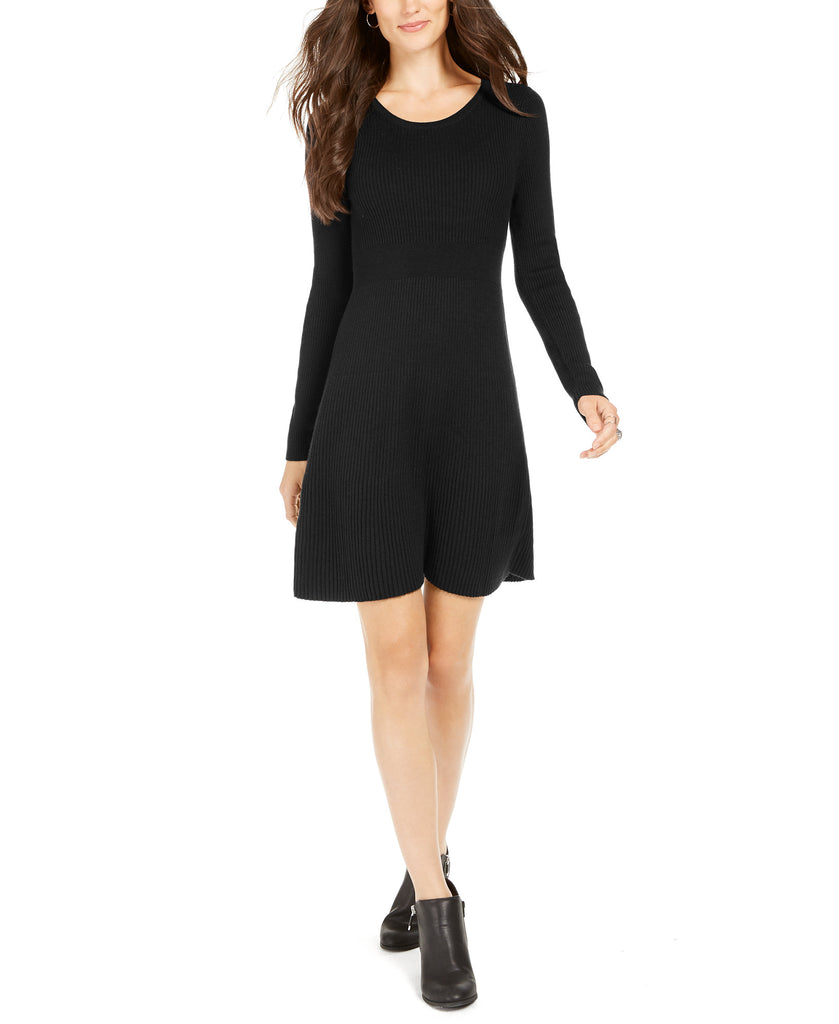 Style & Co Women Petite Ribbed Sweater Dress Deep Black