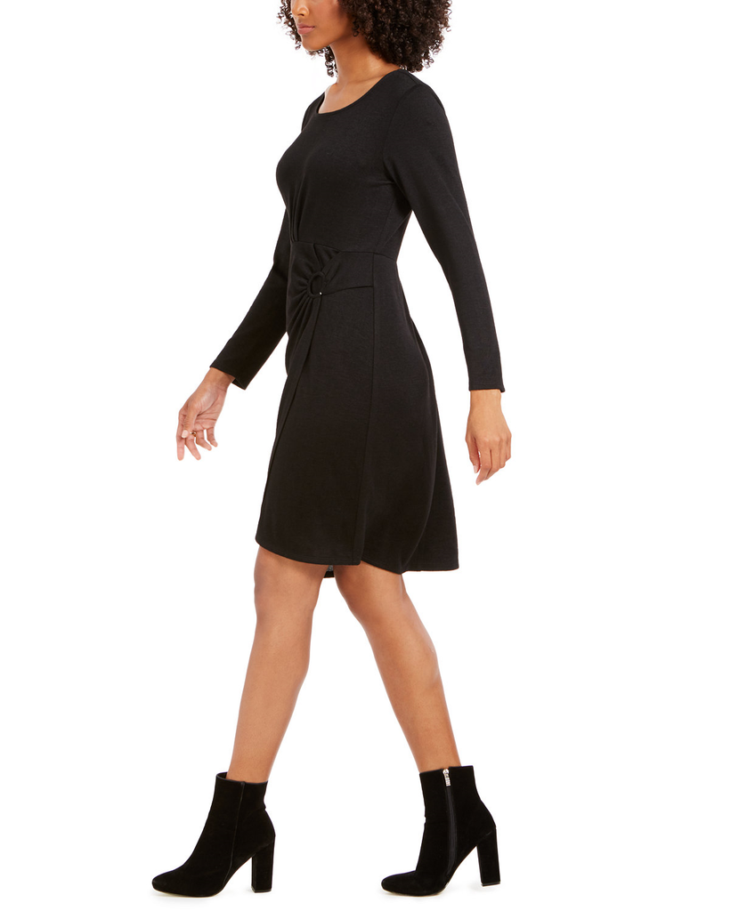 NY Collection Women Petite Long Sleeve Faux Wrap Dress