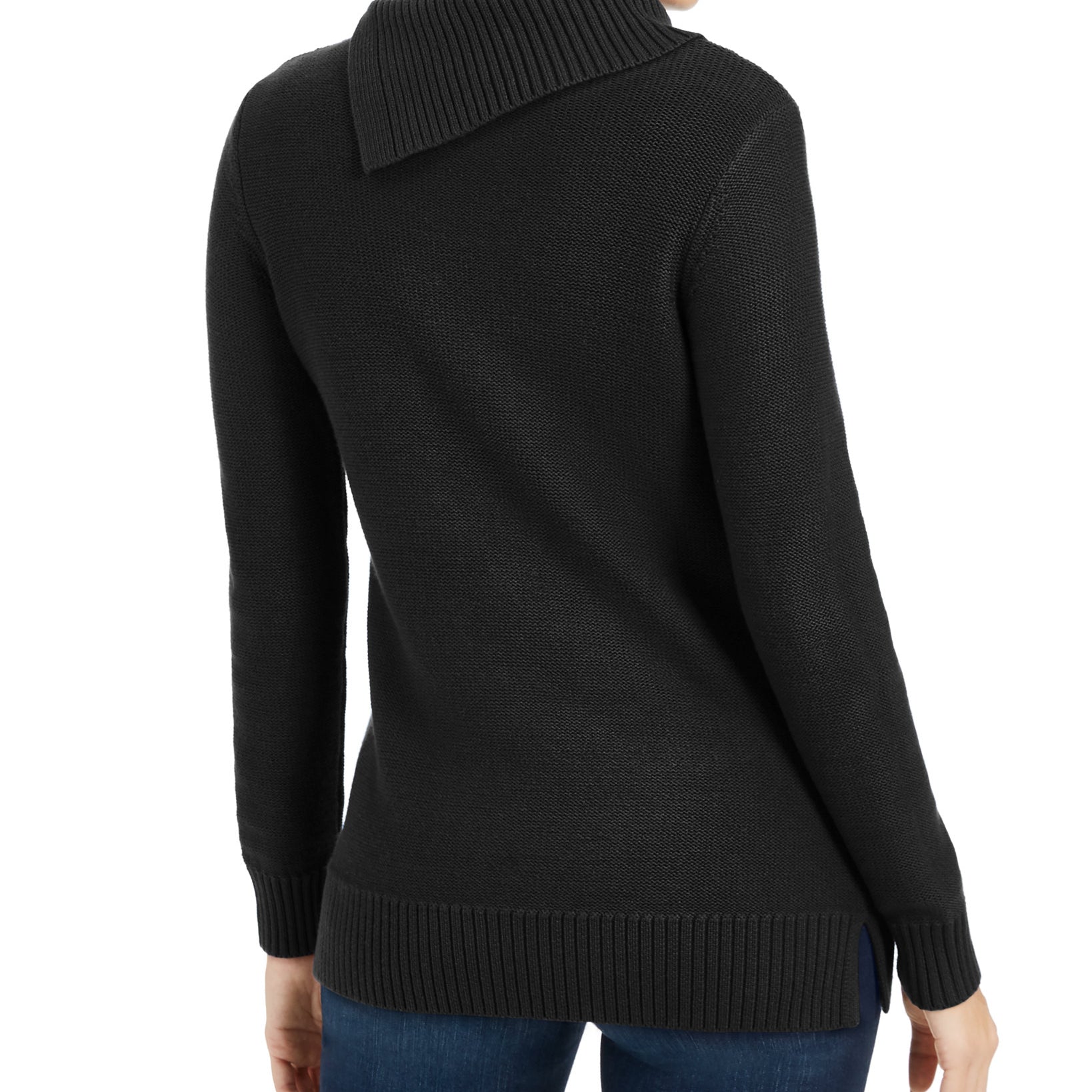 Charter Club Women Patchwork Stitch Asymmetrical Collar Sweater