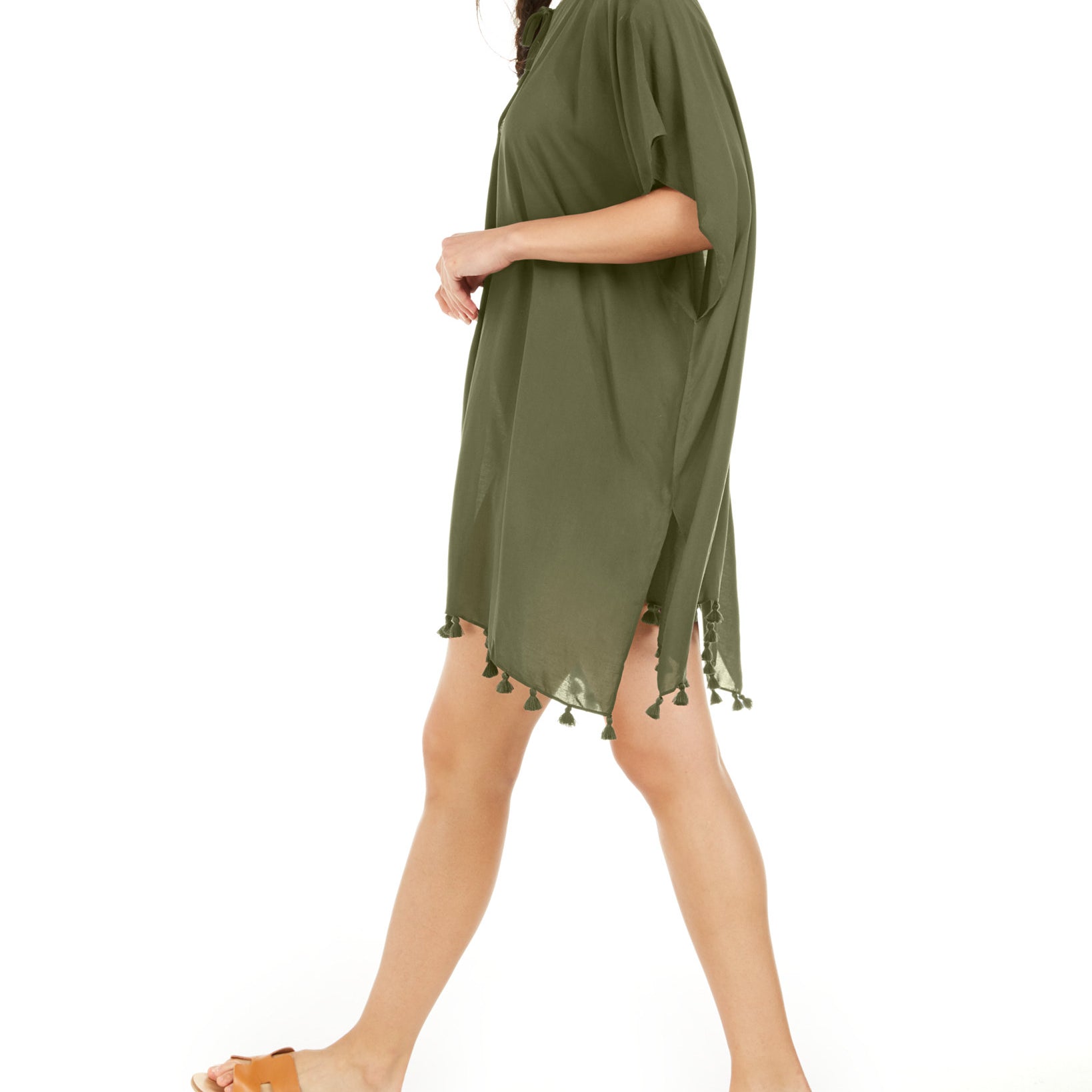DKNY Women Pom Pom Caftan Swim Cover Up