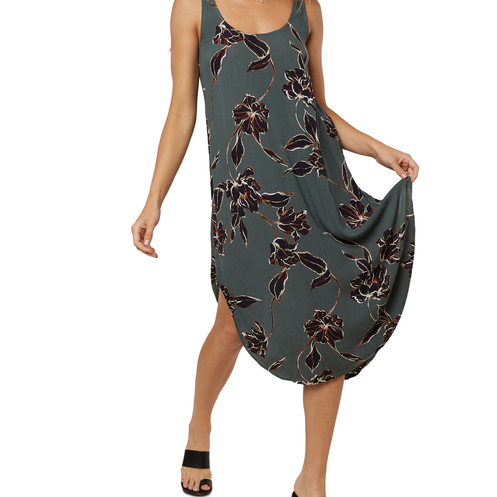 ONeill Women Nikko Floral Print Tank Dress Evergreen