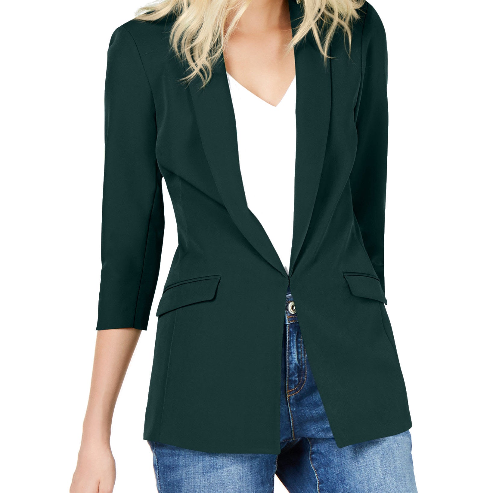 INC International Concepts Women Menswear Blazer Hunter Forest