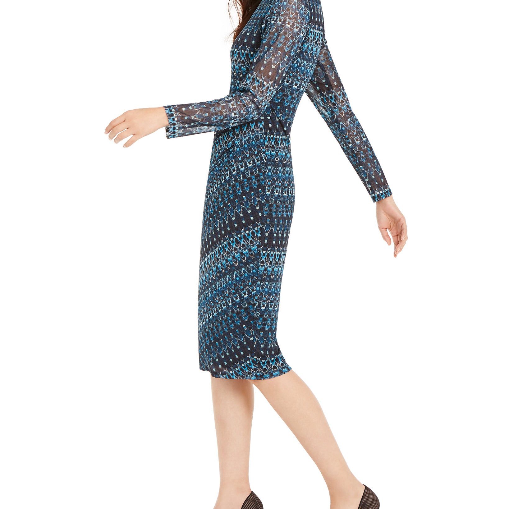 INC International Concepts Women Geometric Print Midi Sheath Dress