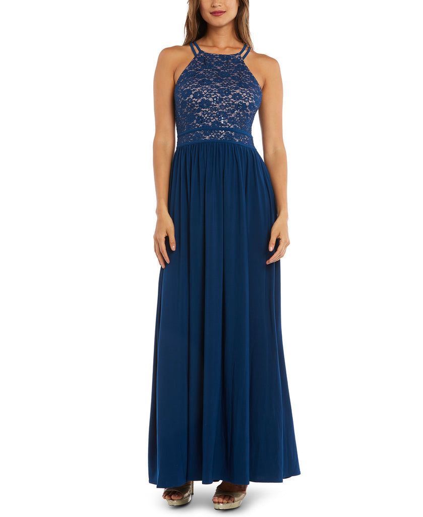 Nightway Women Lace Top Gown Peacock Nude