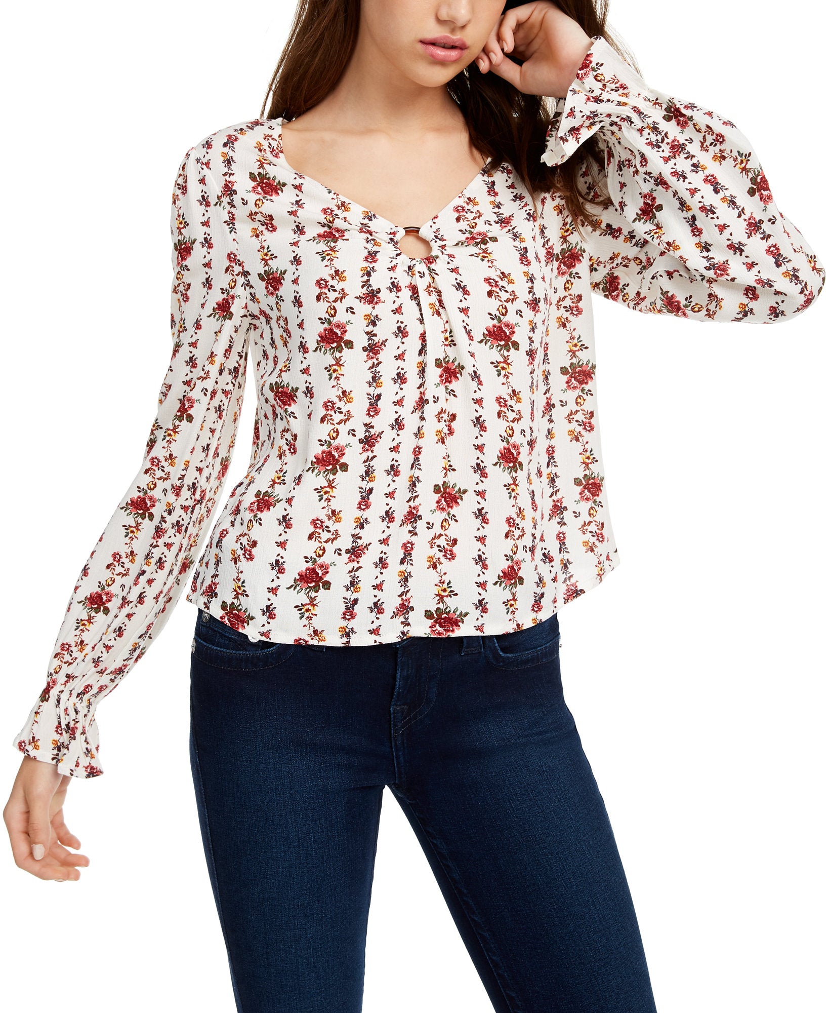 Freshman Women Floral Printed O Ring Top