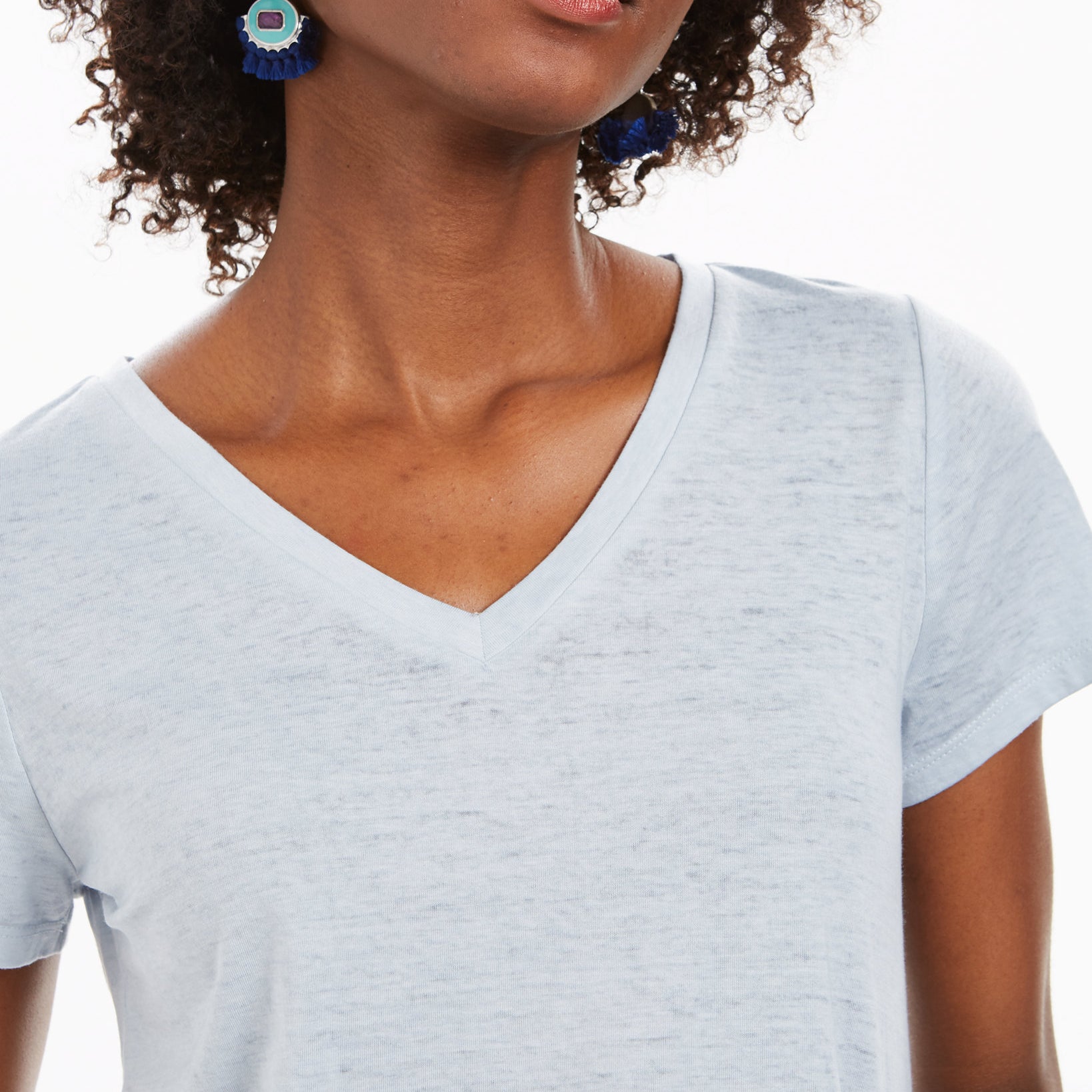 Style & Co Women Burnout V Neck T Shirt