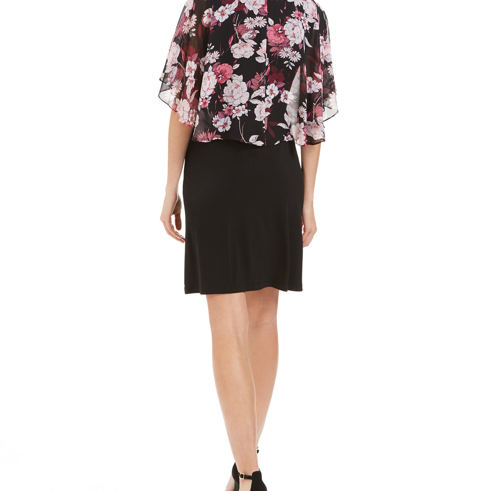 Connected Women Petite Chiffon Popover Dress