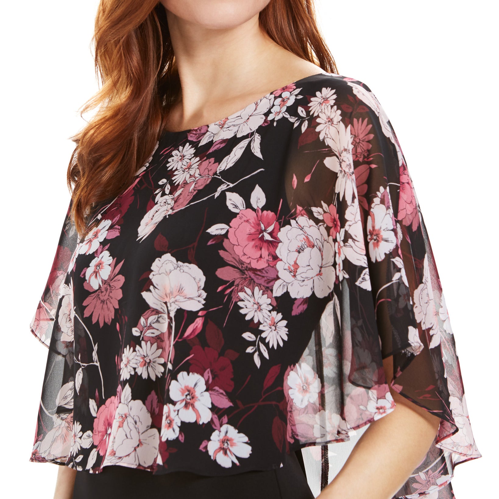 Connected Women Petite Chiffon Popover Dress