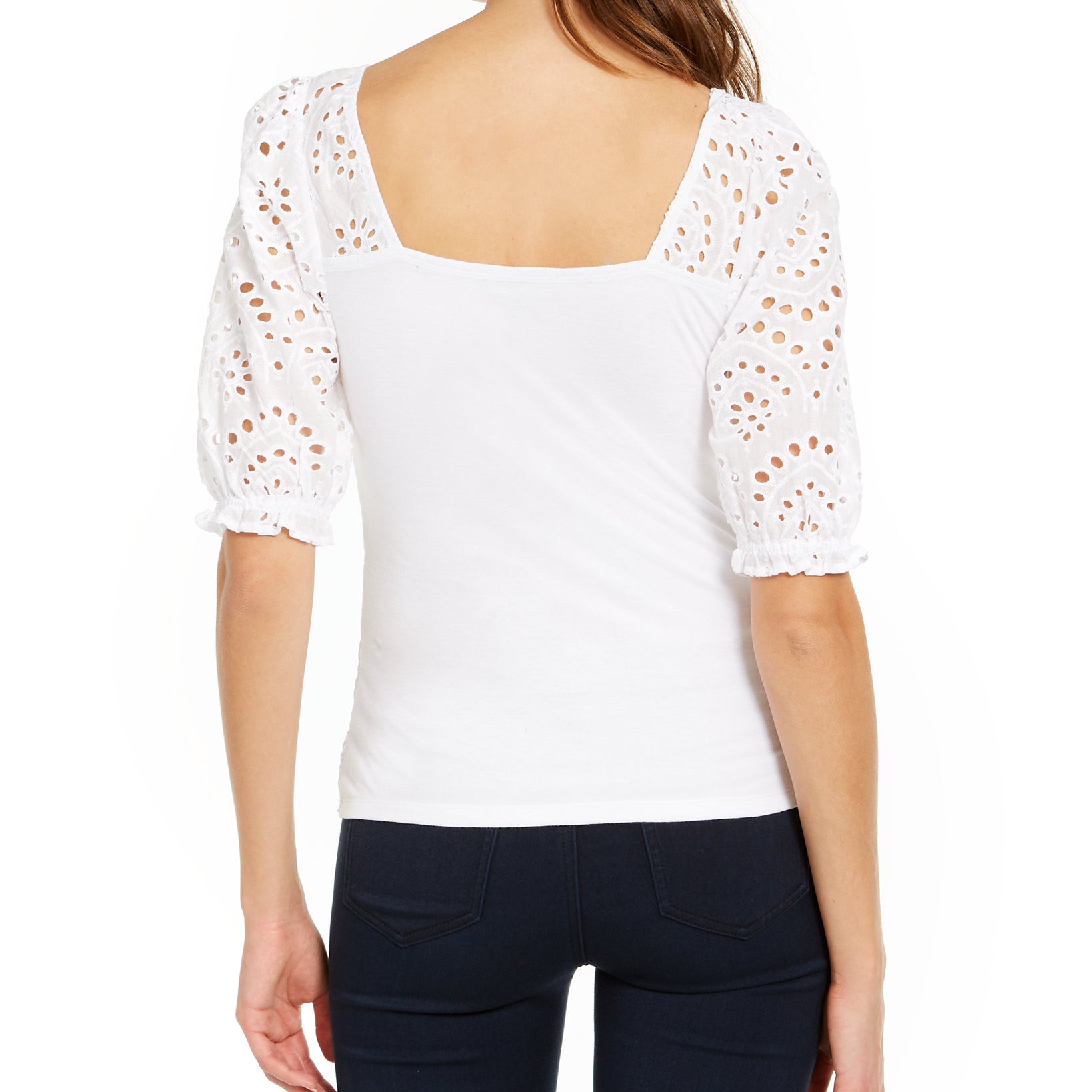 INC International Concepts Women Smocked Eyelet Sleeves