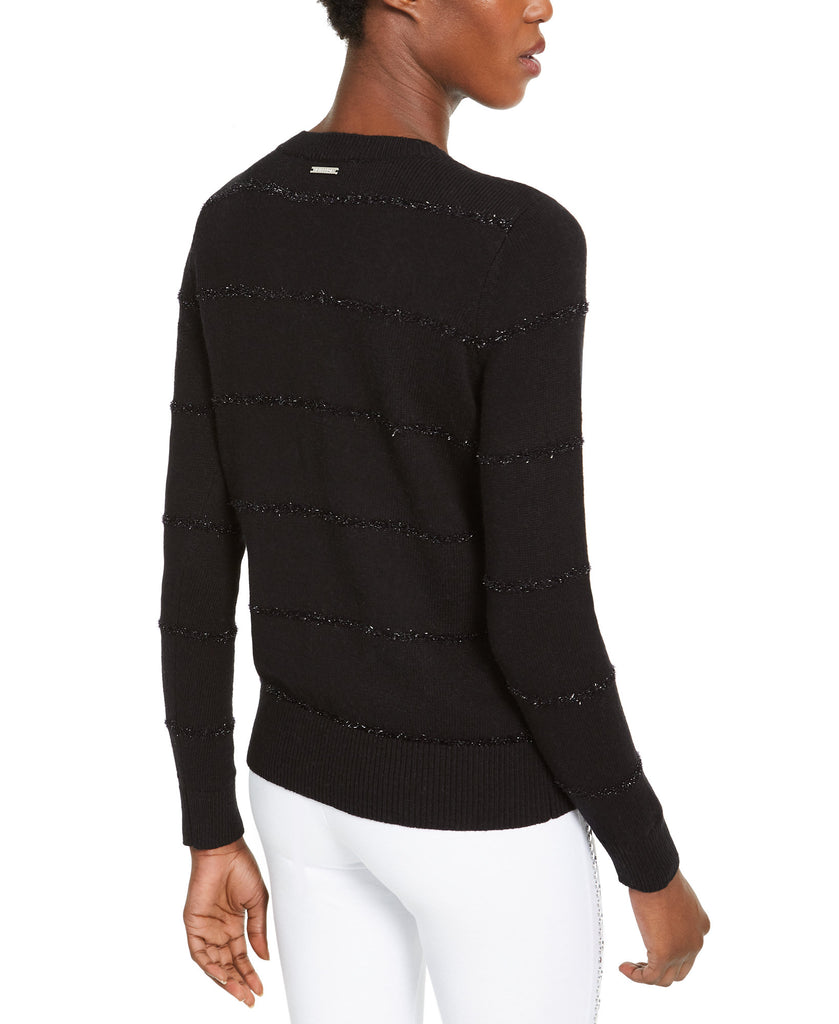 MICHAEL Michael Kors Women Tinsel Striped Sweater Black