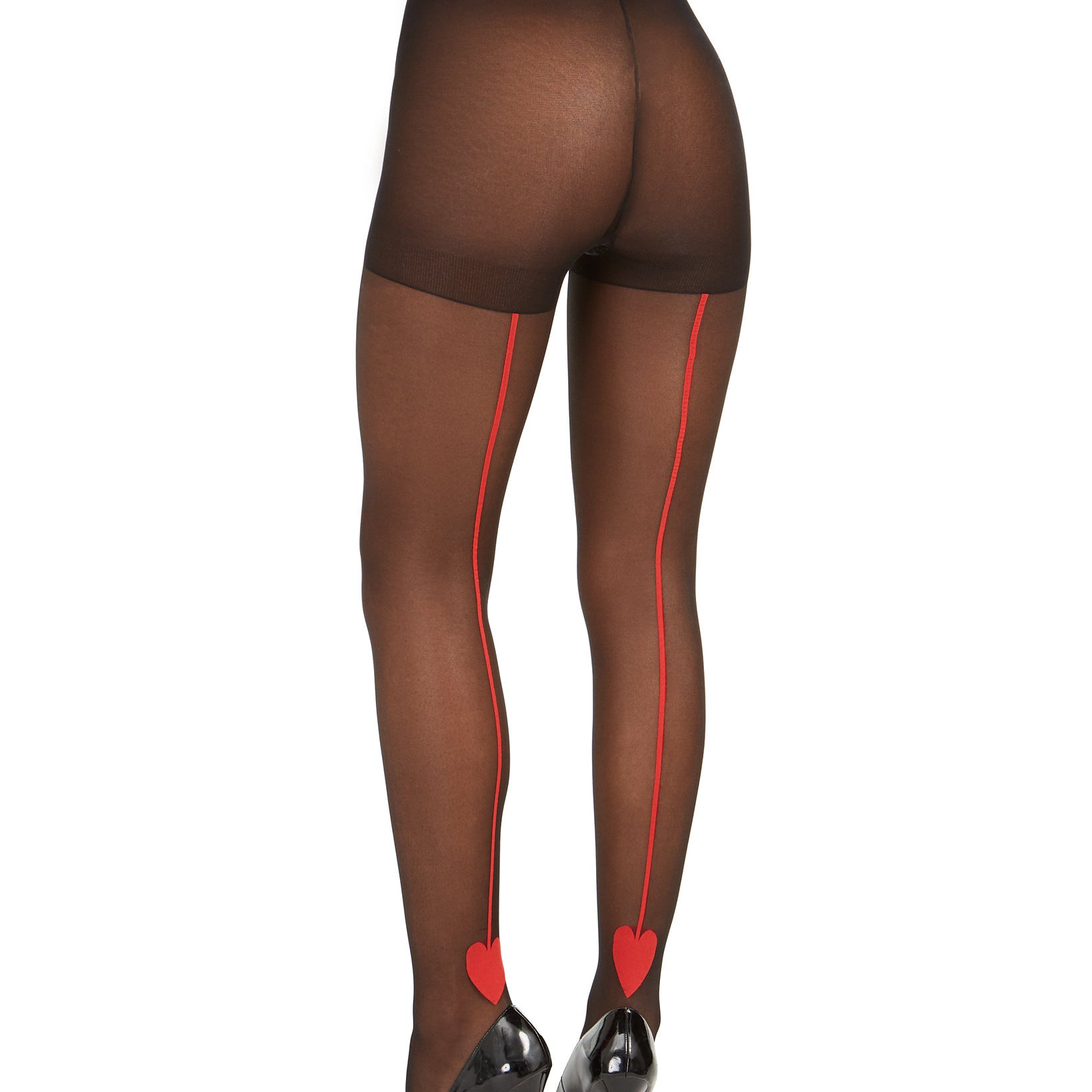 INC International Concepts Women Red Heart Backseam Tights Black