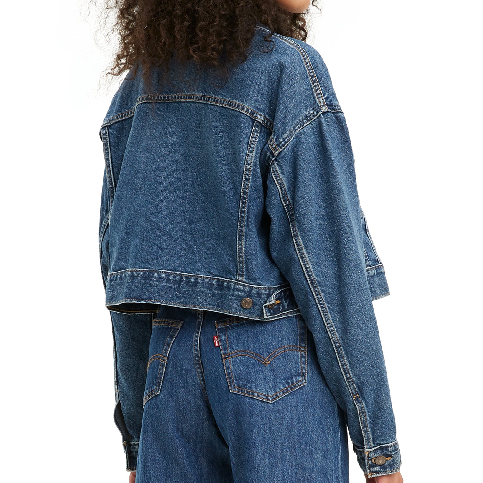 Levis Women Cotton Denim Cropped Trucker Jacket