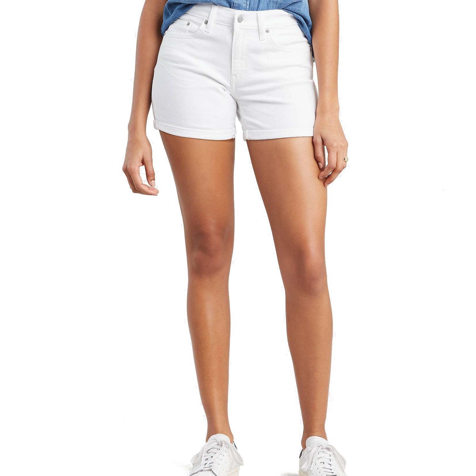 Levis Women Mid Length Shorts White Ice