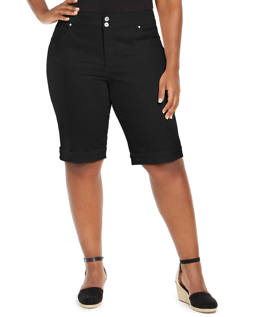 Style & Co Women Plus Denim Bermuda Shorts Deep Black