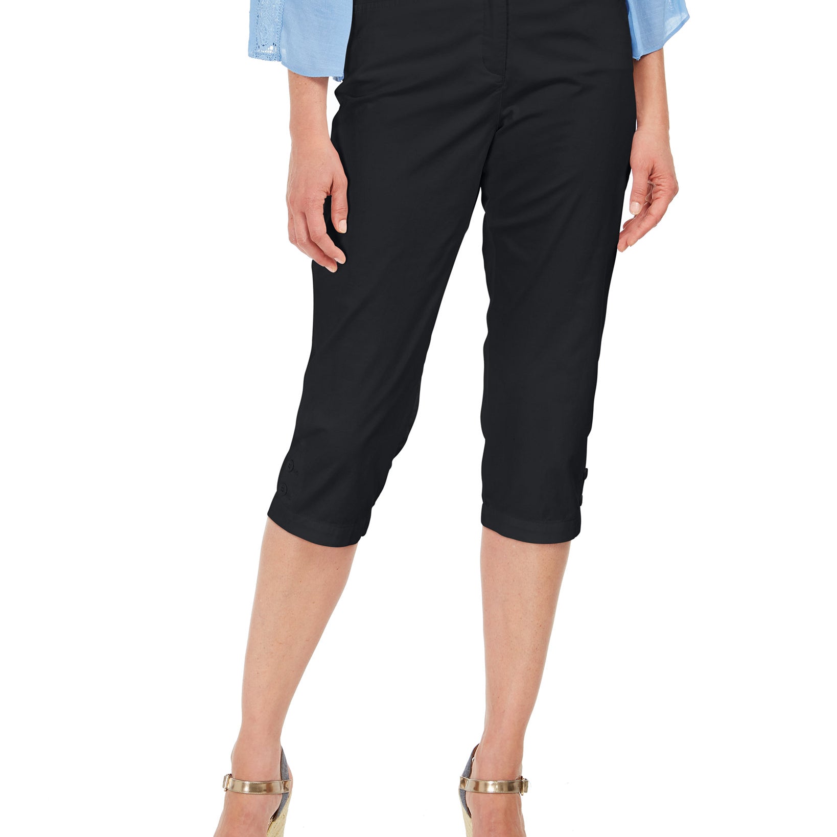 Karen Scott Women Comfort Waist Capri Pants Deep Black
