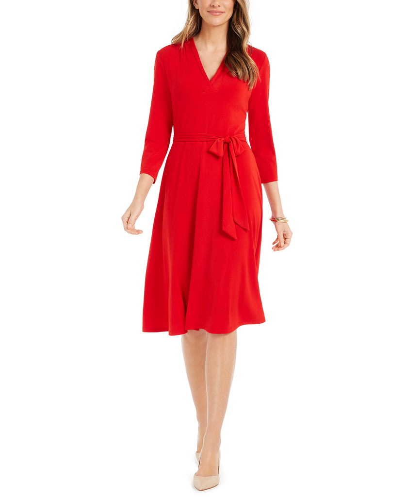 Charter Club Women 3 4 Sleeve Midi Dress Ravishing Red