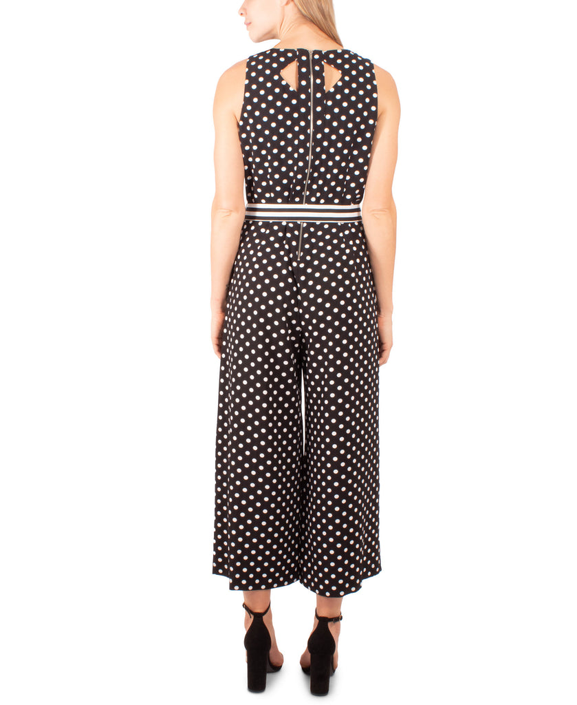 NY Collection Women Petite Printed Belted Sleeveless Jumpsuit