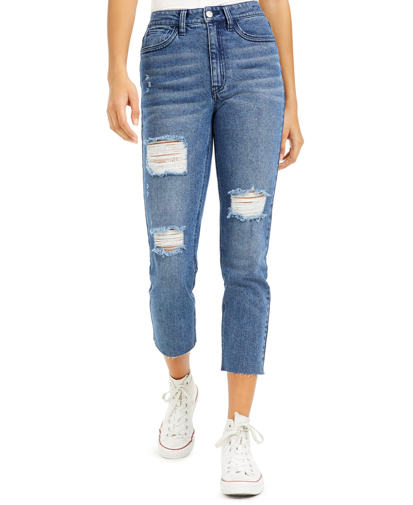 Tinseltown Women High Rise Cropped Jeans Medium Wash