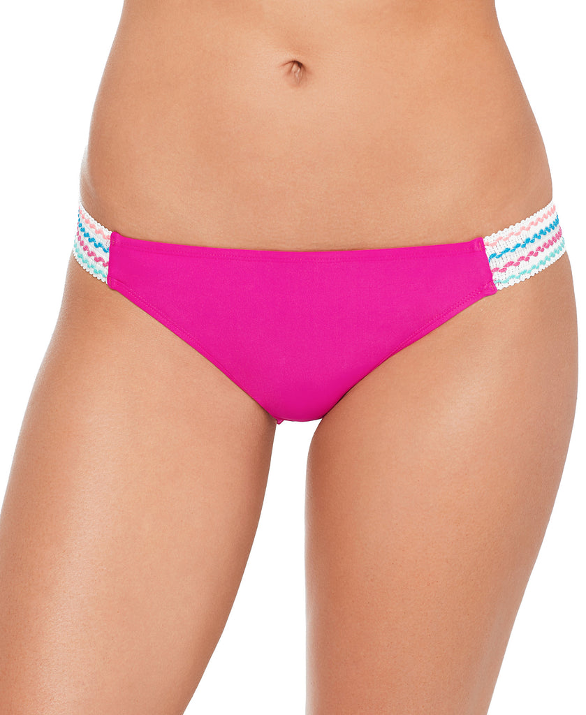 Salt + Cove Women Solid Banded Hipster Bikini Bottoms Bright Pink