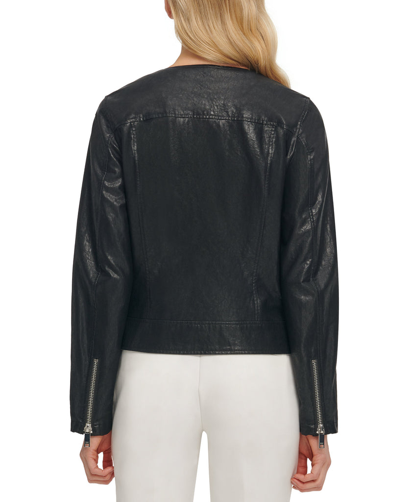 DKNY Women Faux Leather Moto Jacket