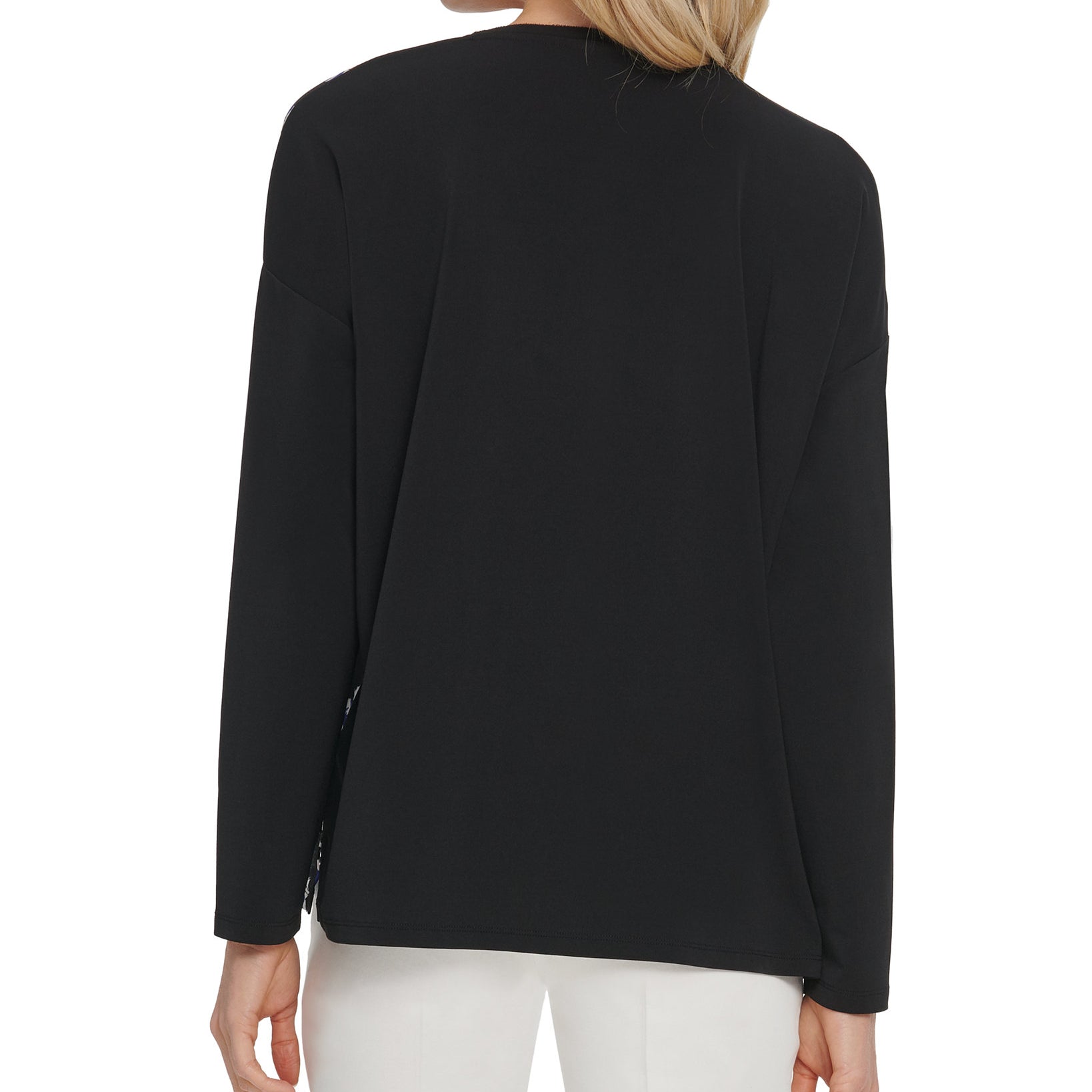 DKNY Women Mixed Media V Neck Top