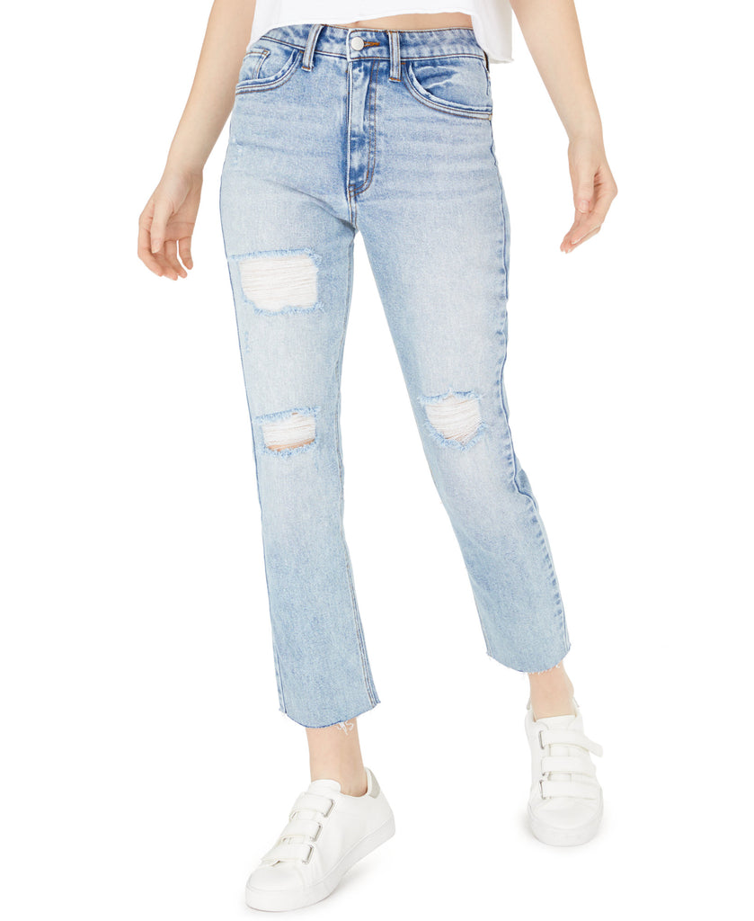 Tinseltown Women High Rise Cropped Jeans Light Wash