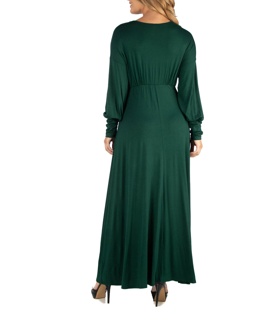 24seven Comfort Apparel Women Plus Formal Long Sleeve Maxi Dress