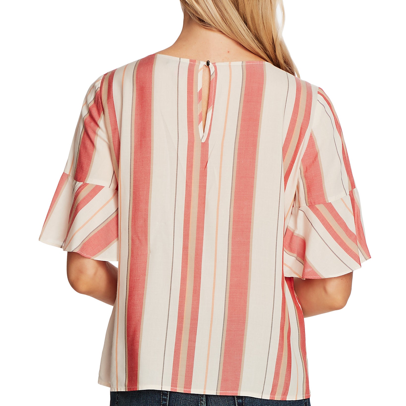 Vince Camuto Women Striped Flutter Cuff Dropped Shoulder Top