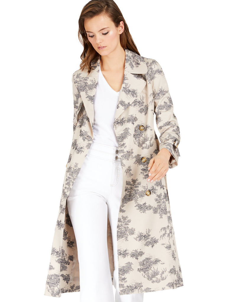 INC International Concepts Women Toile Print Trench Coat