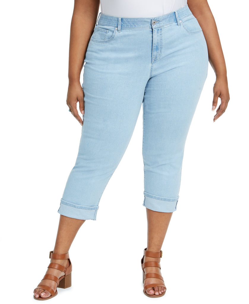 Style & Co Women Plus Tummy Control Cropped Cuffed Jeans Sedona
