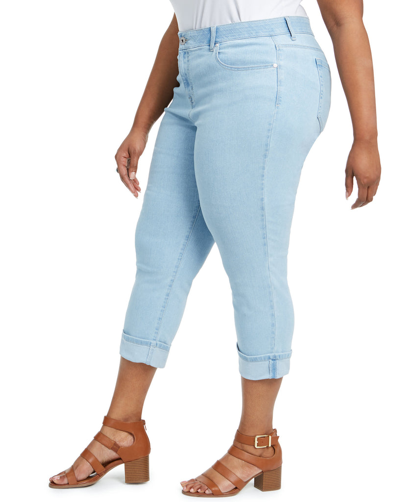 Style & Co Women Plus Tummy Control Cropped Cuffed Jeans
