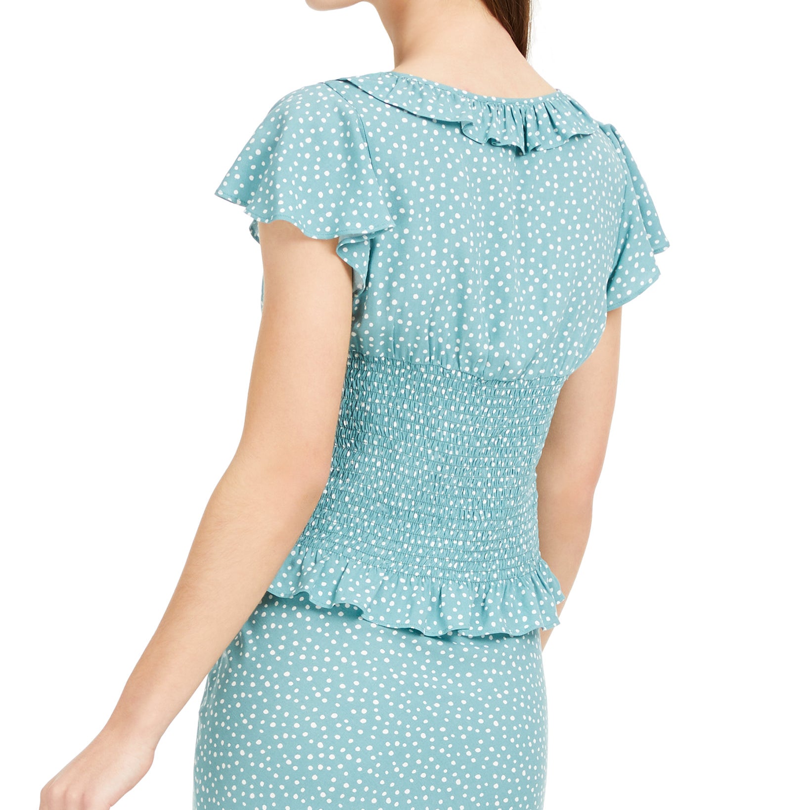 BCX-Women-Mini-Dot-Peasant-Top